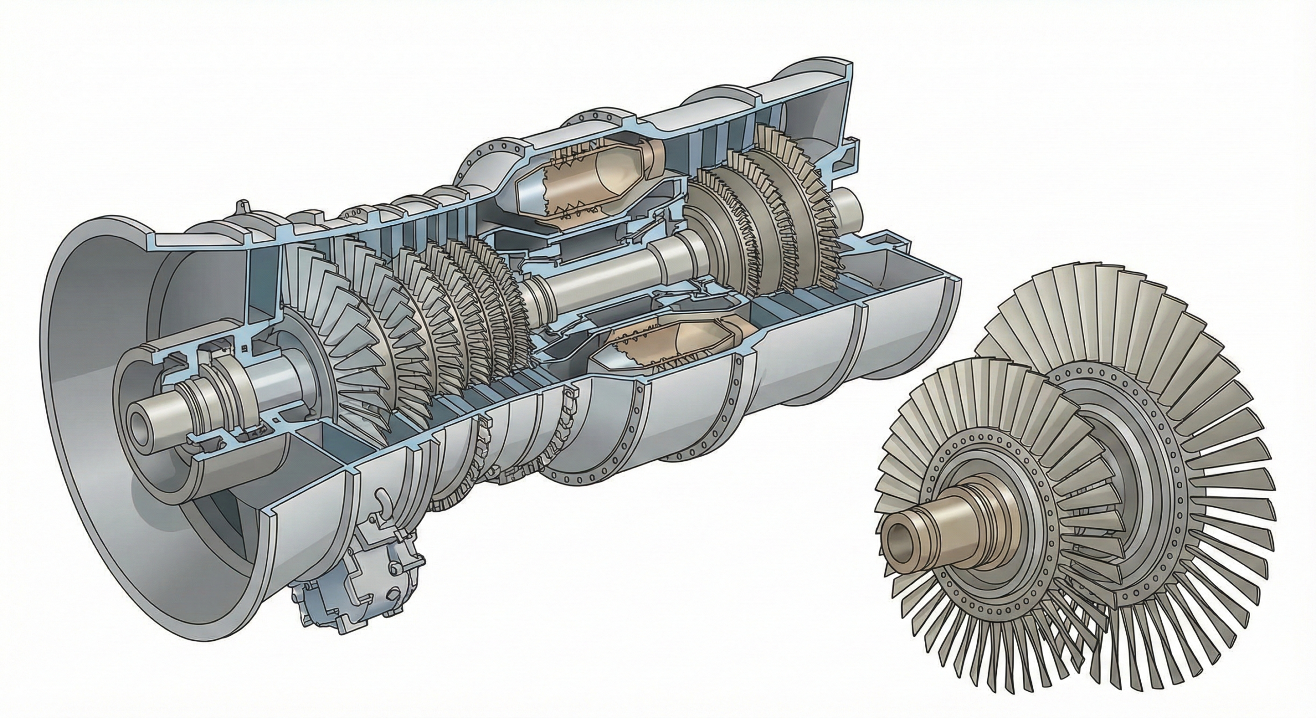 가스터빈 비교 GE Vernova 9HA.02 단면 및 로터 형상