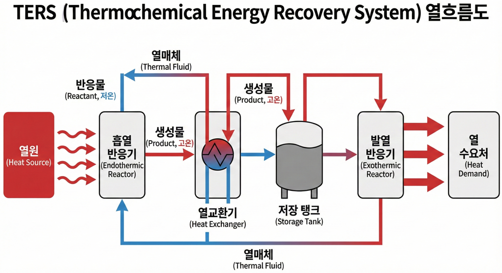 암모니아 크래킹 — 가스터빈 배기열이 크래킹 반응기에 열을 공급하는 TERS 열교환 개념도