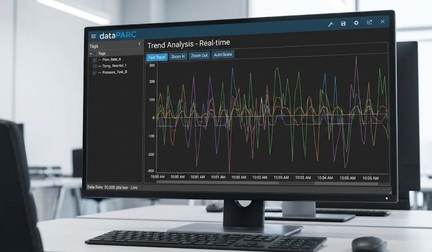 PI System 데이터를 분석하는 dataPARC의 트렌드 분석 화면
