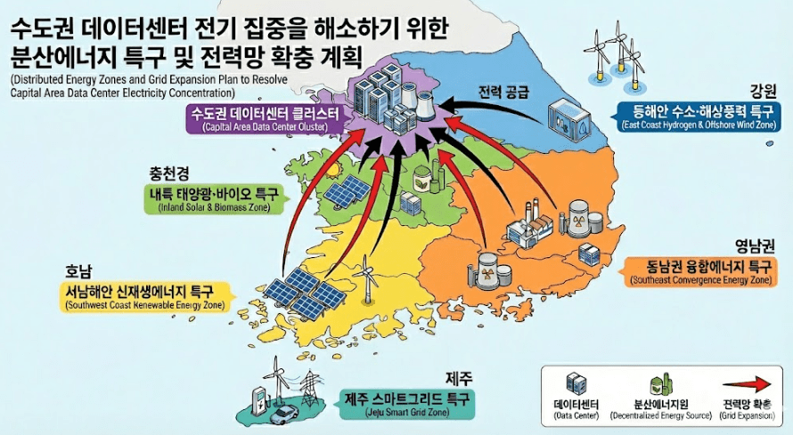 데이터센터 전기 수도권 분산에너지 특구 계획 지도