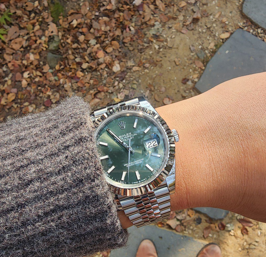 롤렉스 데이저스트 41 가을 야외 착용 긴팔 민트그린 다이얼