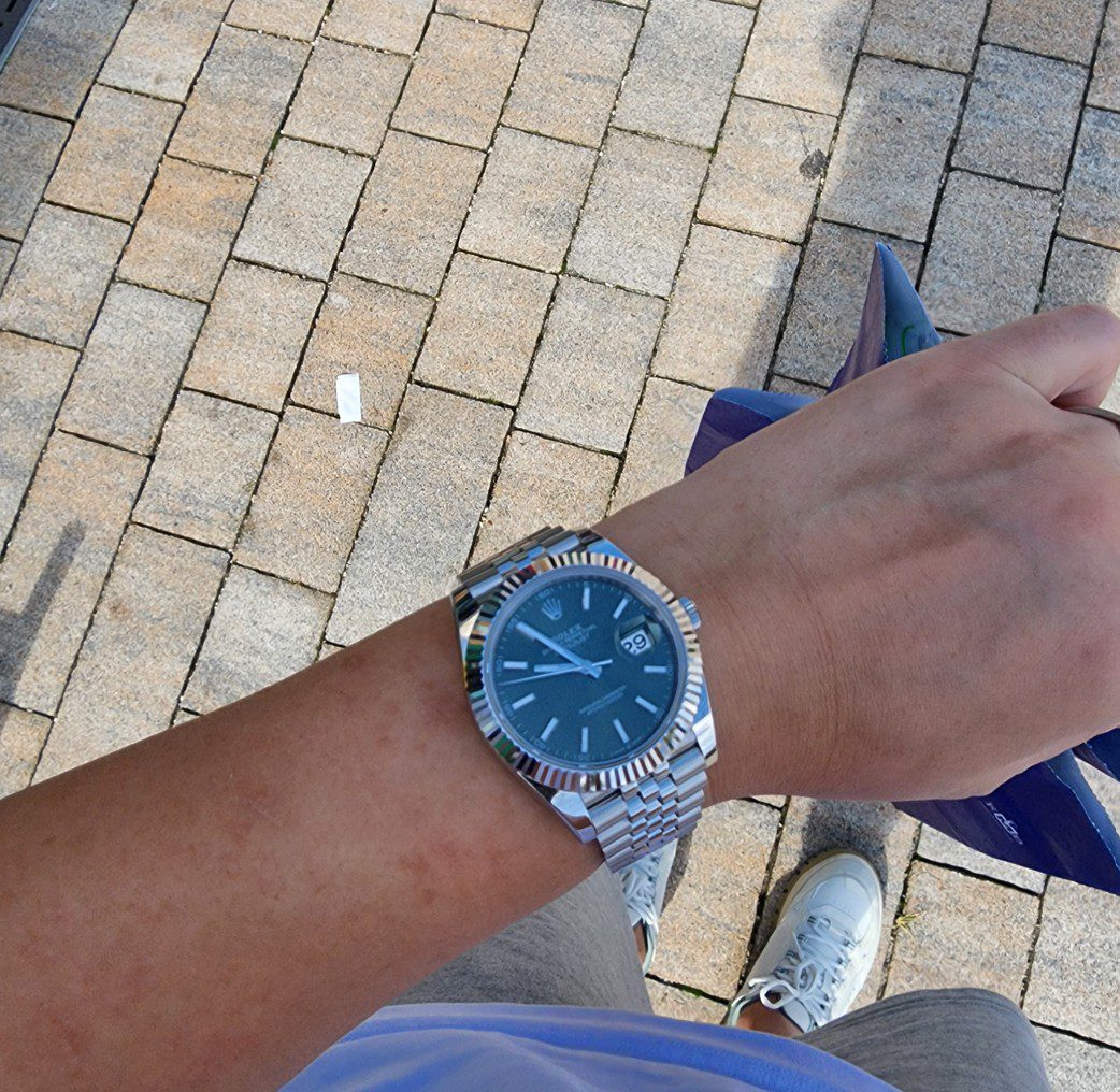 롤렉스 데이저스트 41 야외 착용 반팔 민트그린 다이얼 색상 변화