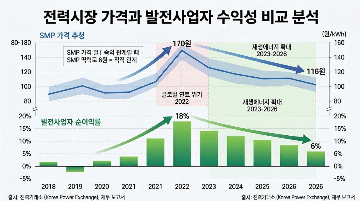 재생에너지 전기요금 SMP 하락 추이 복합화력 발전사 수익구조 변화