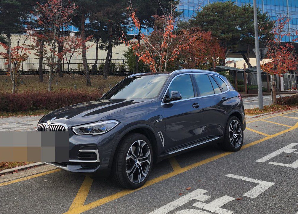 플러그인 하이브리드 BMW X5 45e 가을 주차장에서 촬영한 외관